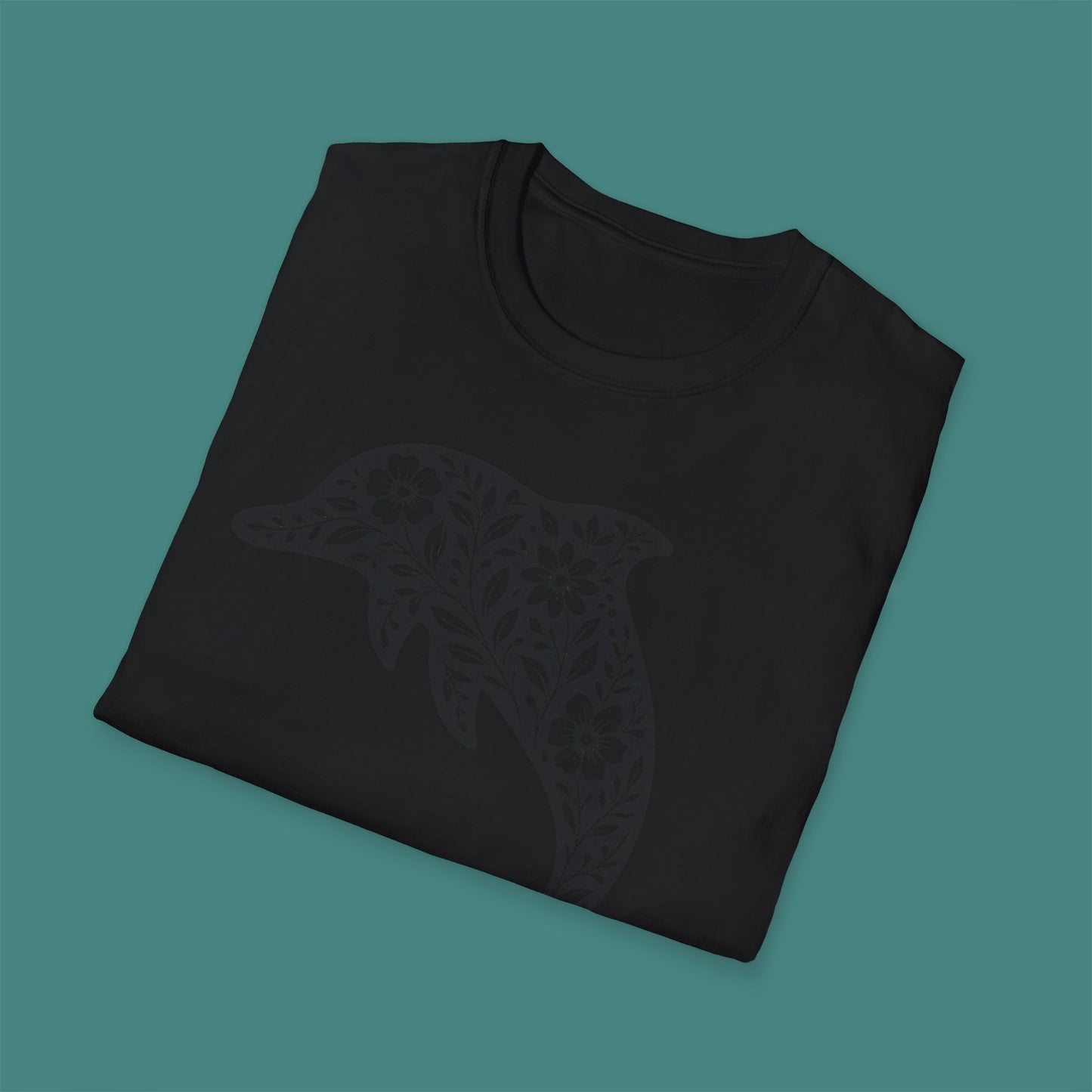 Floral Dolphin Silhouette Unisex T-Shirt
