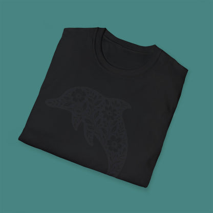 Floral Dolphin Silhouette Unisex T-Shirt