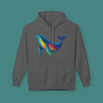 Geometric Polygon Whale Fleece Unisex Hoodie
