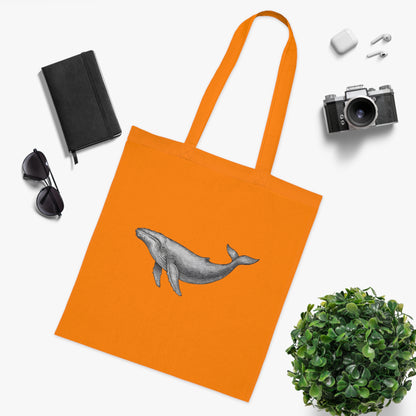 Vintage Etching Whale Tote Bag