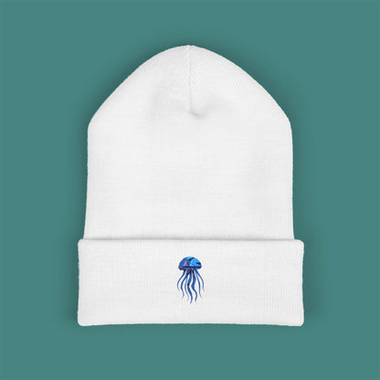 Geometric Polygon Jellyfish Embroidered Beanie