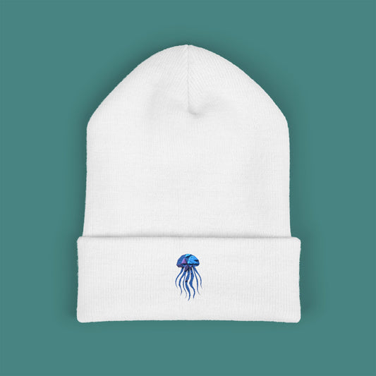 Geometric Polygon Jellyfish Embroidered Beanie