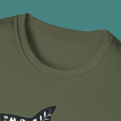 Floral Shark Silhouette Unisex T-Shirt