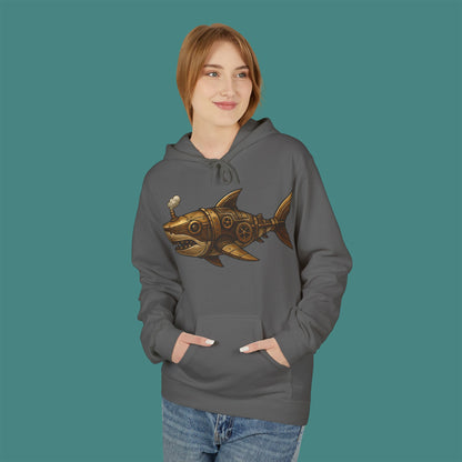 Steampunk Mechanical Shark Fleece Unisex Hoodie