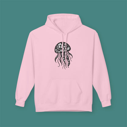 Floral Jellyfish Silhouette Fleece Unisex Hoodie