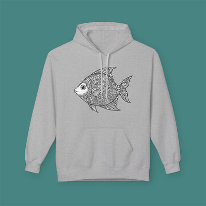 Intricate Mandala Fish Fleece Unisex Hoodie