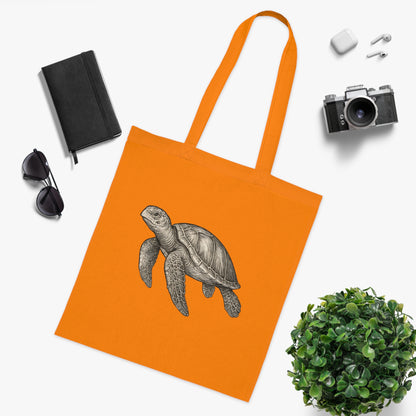 Vintage Etching Turtle Tote Bag