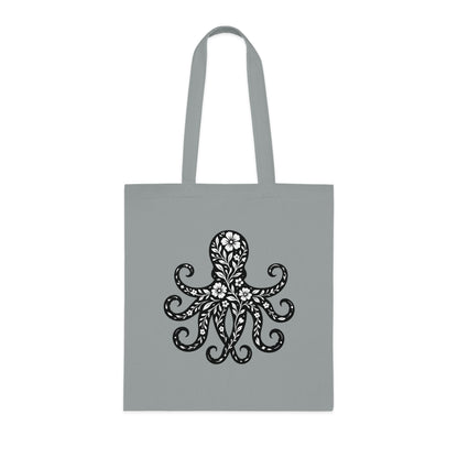 Floral Octopus Silhouette Tote Bag