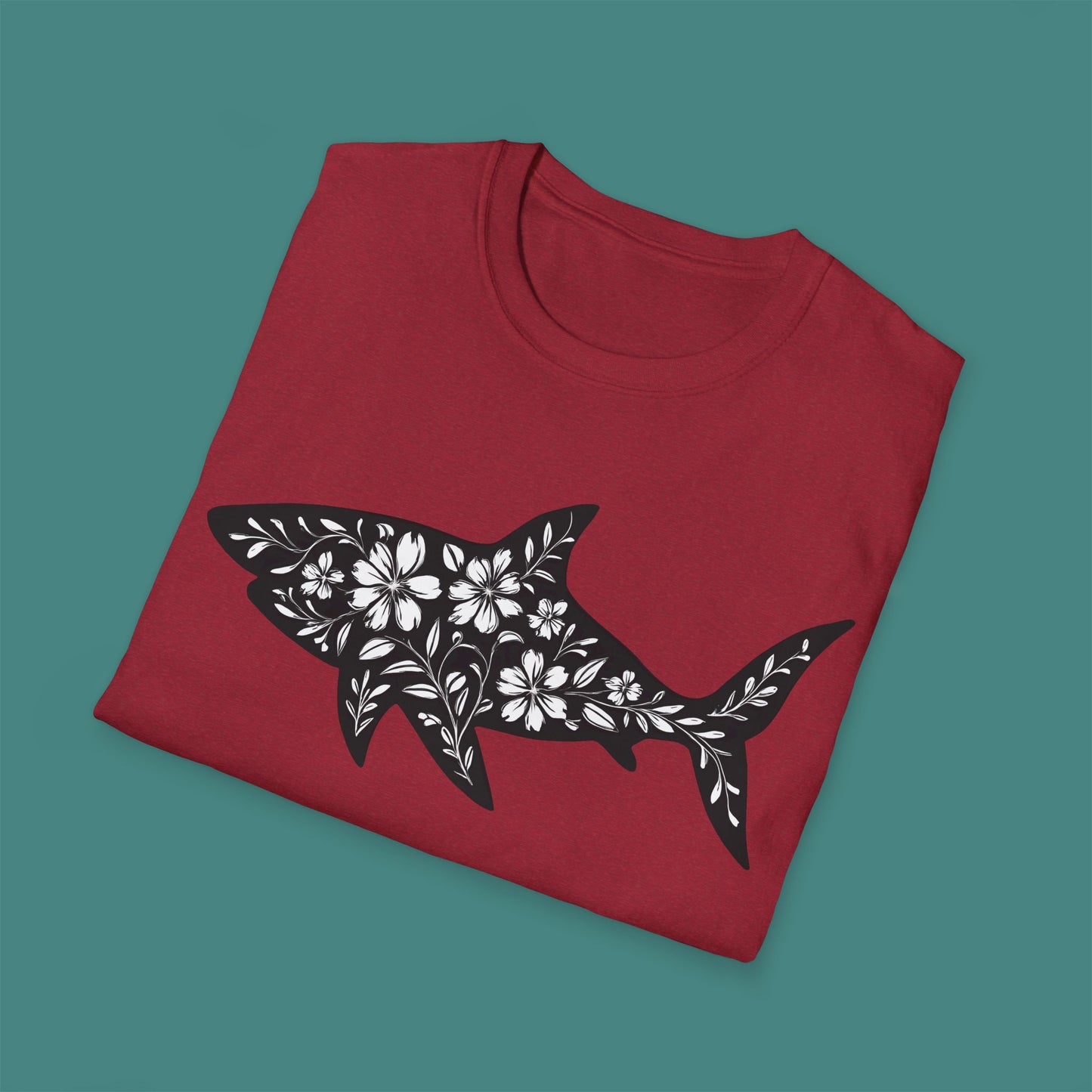 Floral Shark Silhouette Unisex T-Shirt