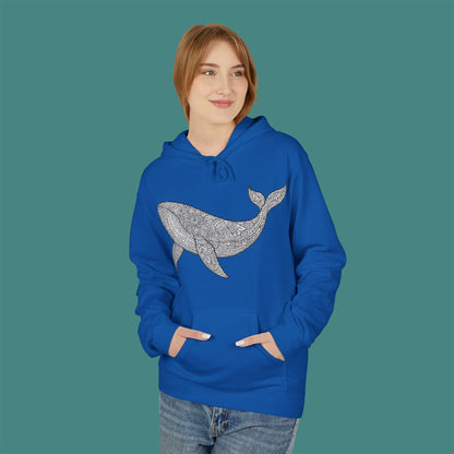 Intricate Mandala Whale Fleece Unisex Hoodie