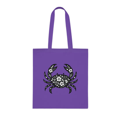 Floral Crab Silhouette Tote Bag
