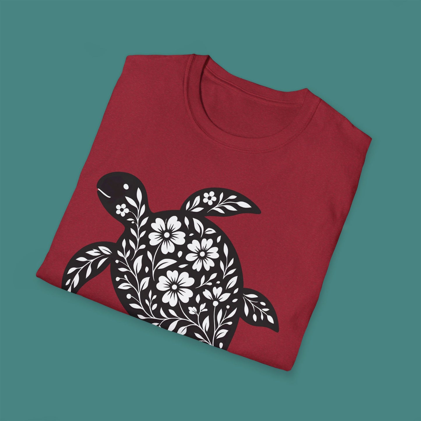 Floral Turtle Silhouette Unisex T-Shirt