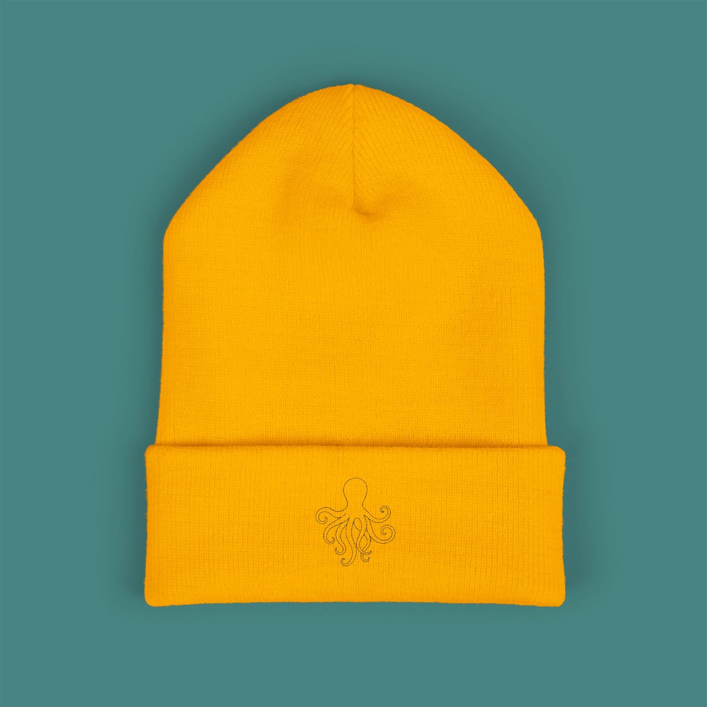 Minimalist Line Art Octopus Embroidered Beanie