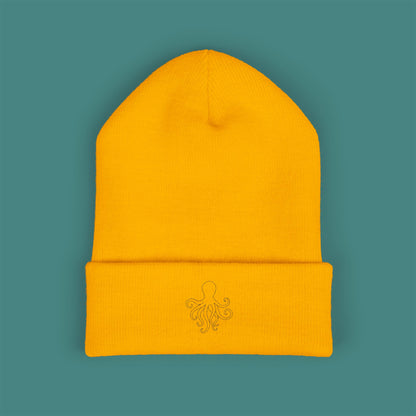 Minimalist Line Art Octopus Embroidered Beanie