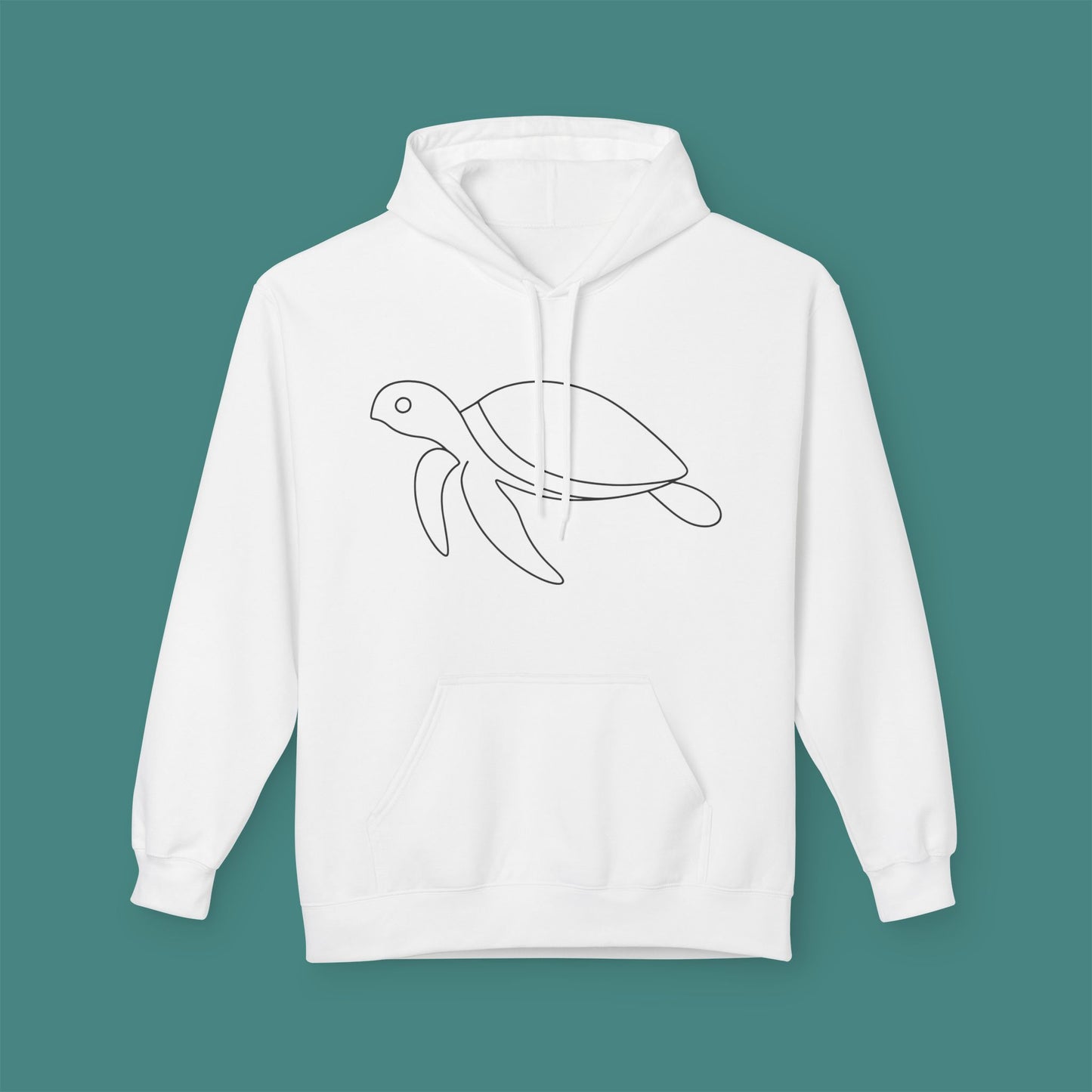 Minimalist Line Art Turtle Fleece Unisex Hoodie