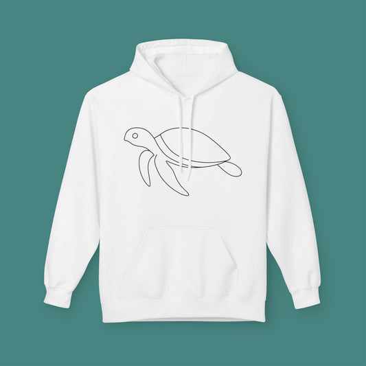 Minimalist Line Art Turtle Fleece Unisex Hoodie