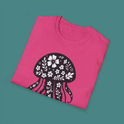 Floral Jellyfish Silhouette Unisex T-Shirt