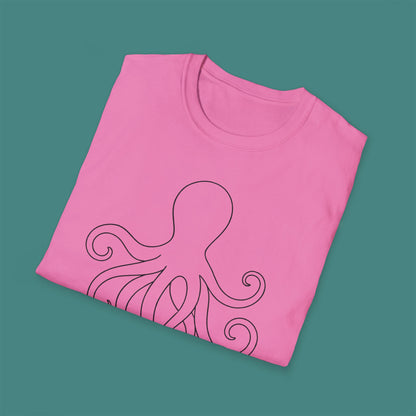 Minimalist Line Art Octopus Unisex T-Shirt