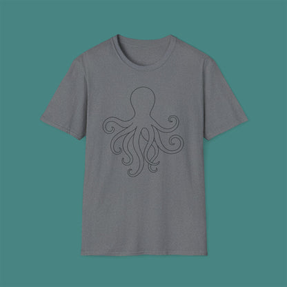 Minimalist Line Art Octopus Unisex T-Shirt