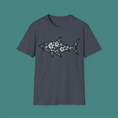 Floral Shark Silhouette Unisex T-Shirt