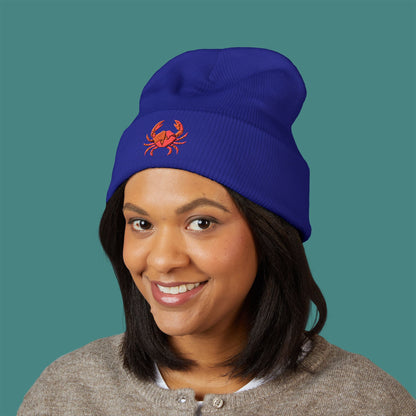 Geometric Polygon Crab Embroidered Beanie