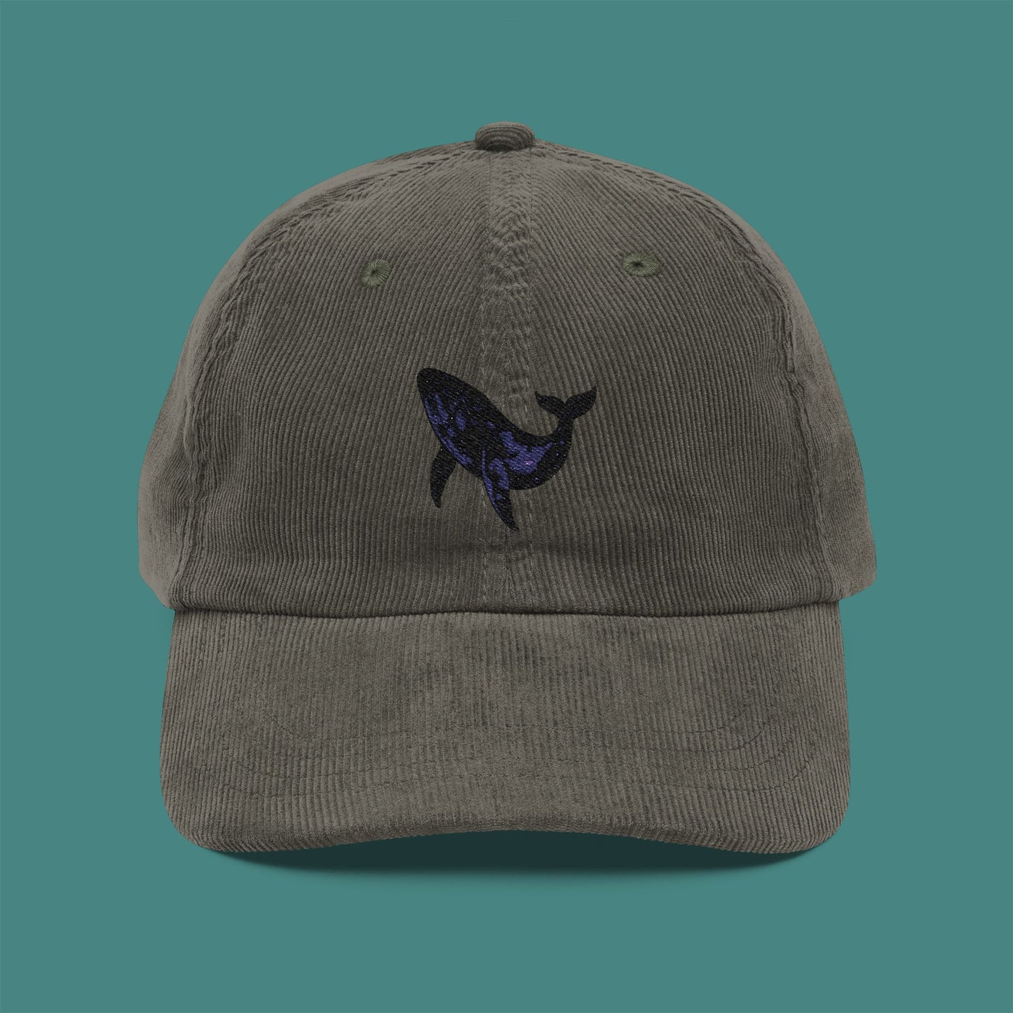 Cosmic Galaxy Whale Corduroy Embroidered Cap