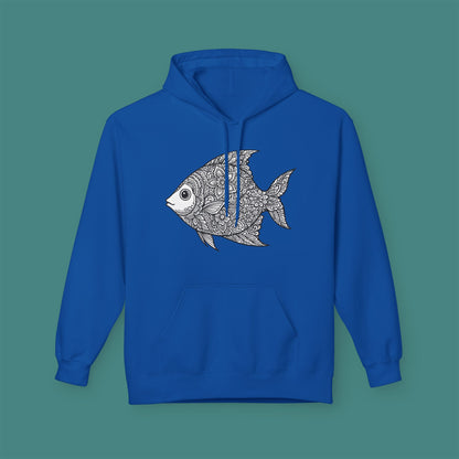 Intricate Mandala Fish Fleece Unisex Hoodie