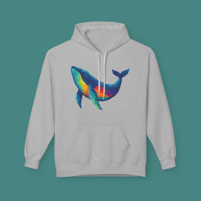 Geometric Polygon Whale Fleece Unisex Hoodie