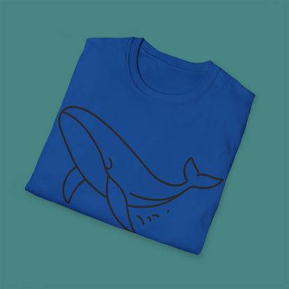 Minimalist Line Art Whale Unisex T-Shirt