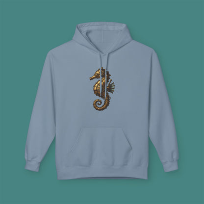 Steampunk Mechanical Seahorse Fleece Unisex Hoodie