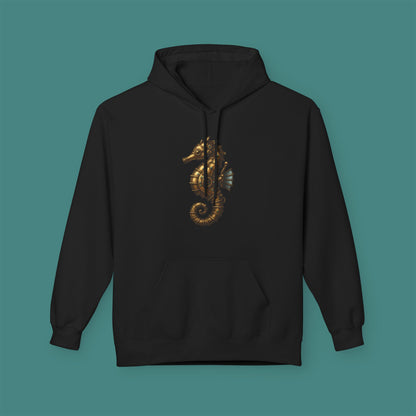 Steampunk Mechanical Seahorse Fleece Unisex Hoodie