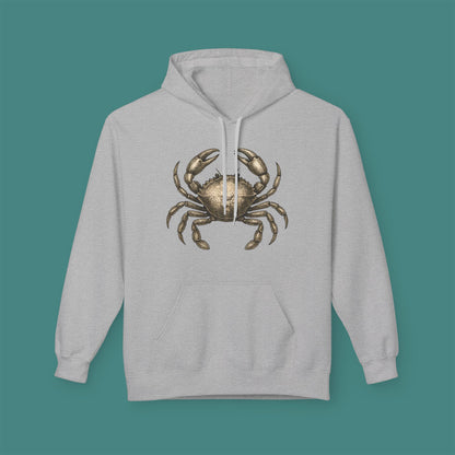 Vintage Etching Crab Fleece Unisex Hoodie
