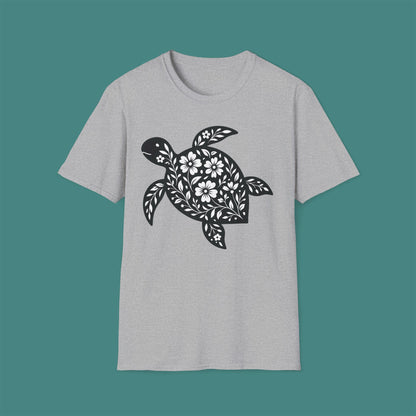 Floral Turtle Silhouette Unisex T-Shirt