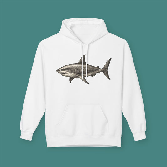 Vintage Etching Shark Fleece Unisex Hoodie