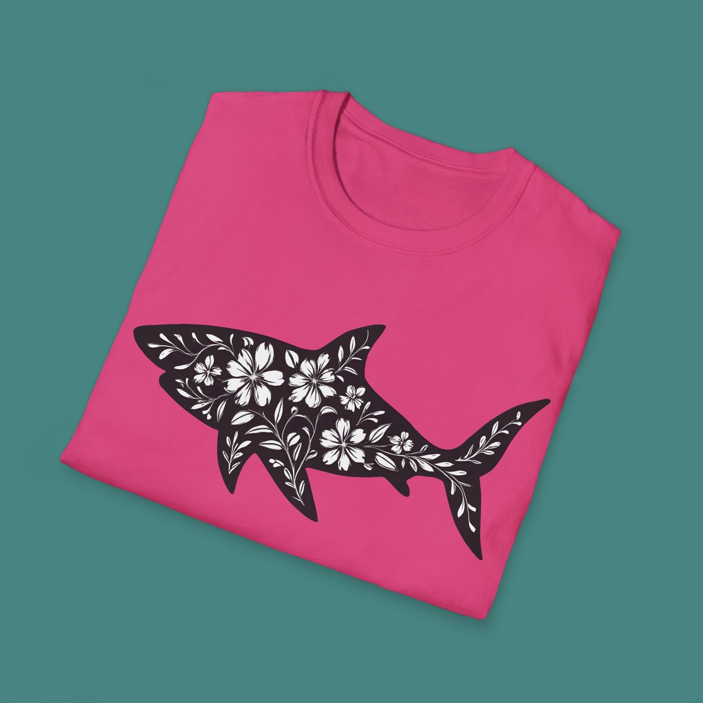 Floral Shark Silhouette Unisex T-Shirt
