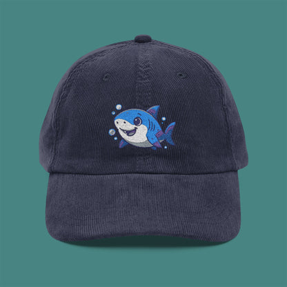 Cartoon Cute Shark Corduroy Embroidered Cap