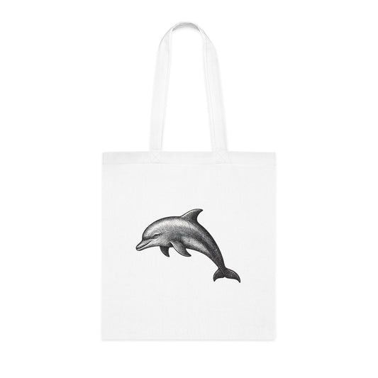Vintage Etching Dolphin Tote Bag