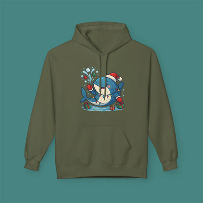 Christmas Whale Fleece Unisex Hoodie