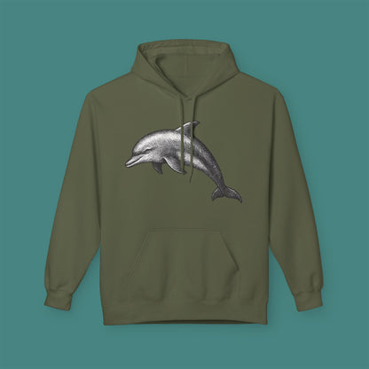 Vintage Etching Dolphin Fleece Unisex Hoodie