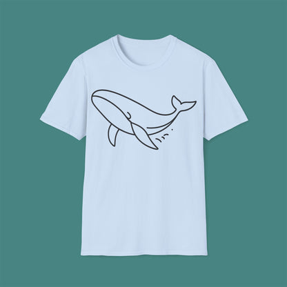 Minimalist Line Art Whale Unisex T-Shirt
