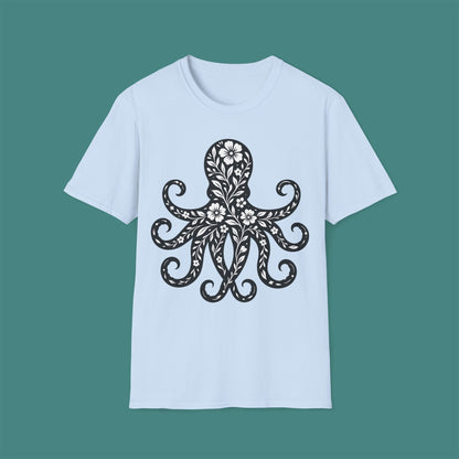 Floral Octopus Silhouette Unisex T-Shirt