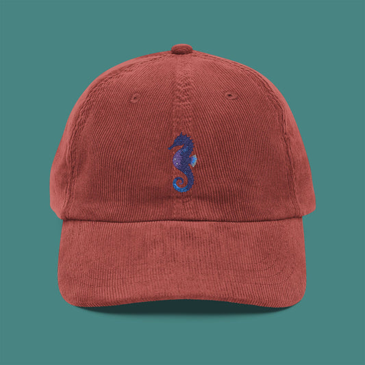 Cosmic Galaxy Seahorse Corduroy Embroidered Cap