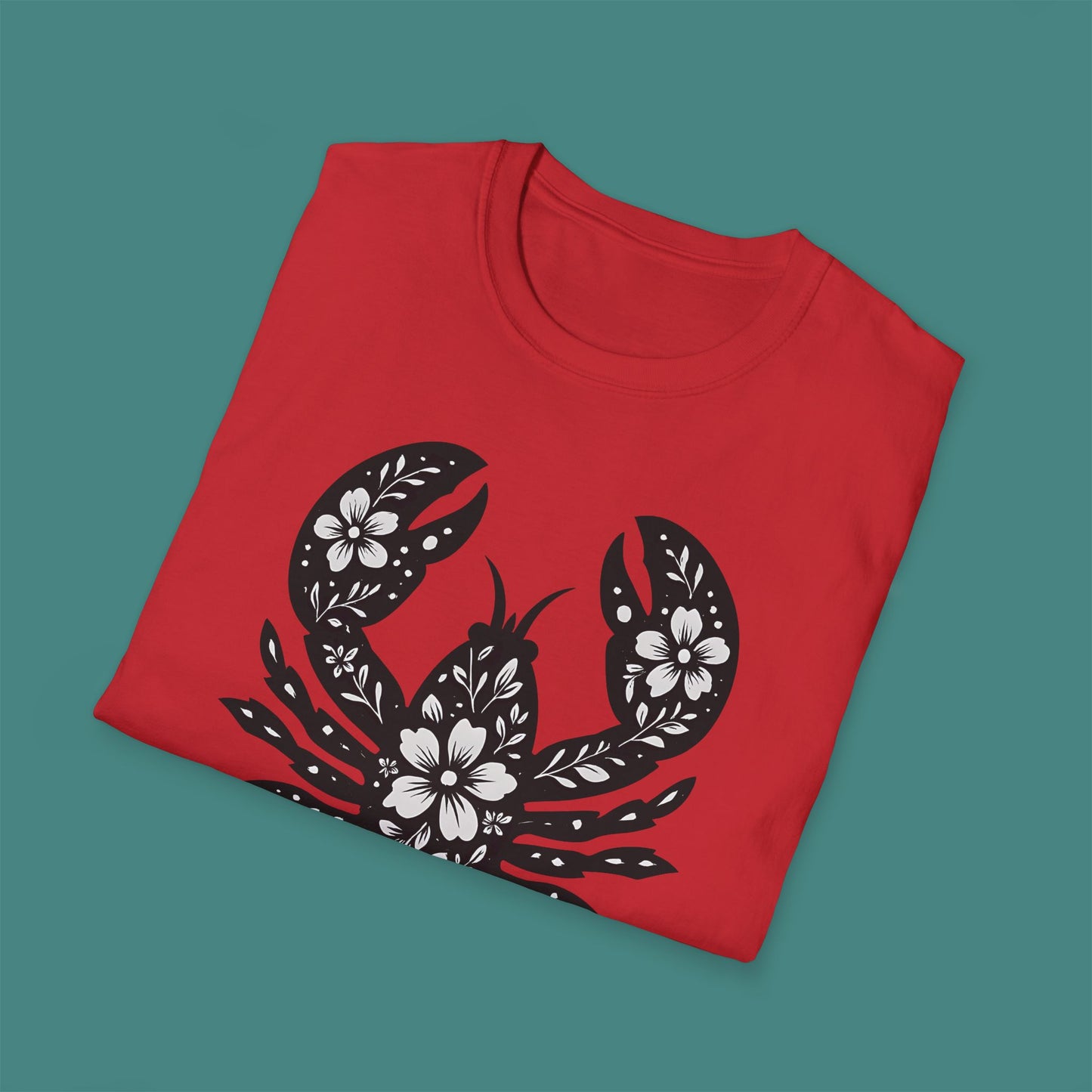 Floral Lobster Silhouette Unisex T-Shirt