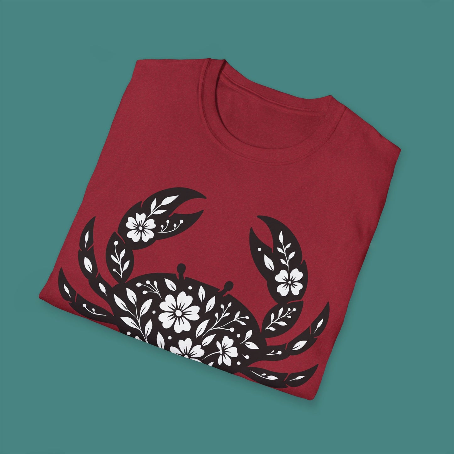 Floral Crab Silhouette Unisex T-Shirt