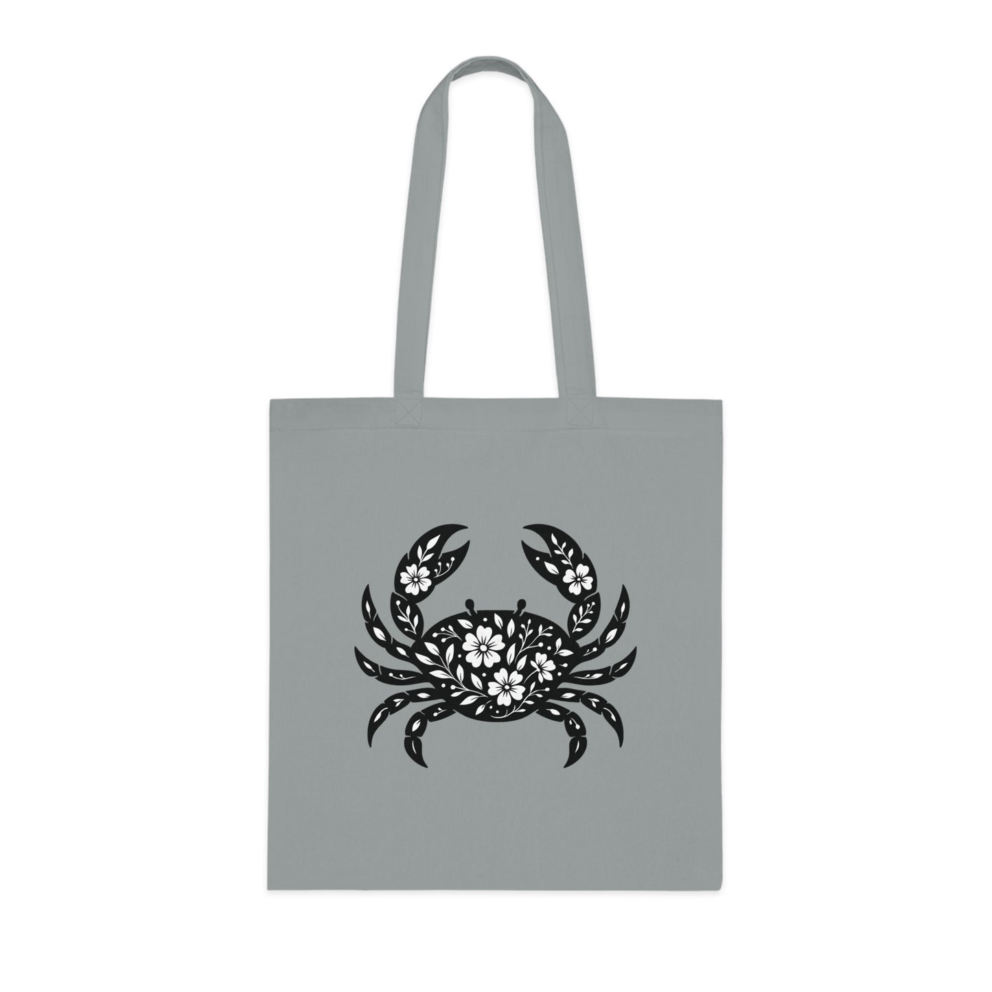 Floral Crab Silhouette Tote Bag