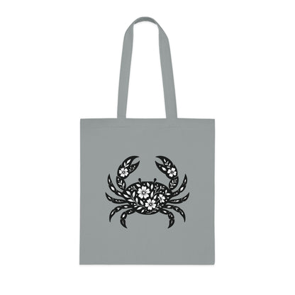 Floral Crab Silhouette Tote Bag