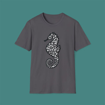 Floral Seahorse Silhouette Unisex T-Shirt