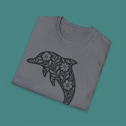 Floral Dolphin Silhouette Unisex T-Shirt
