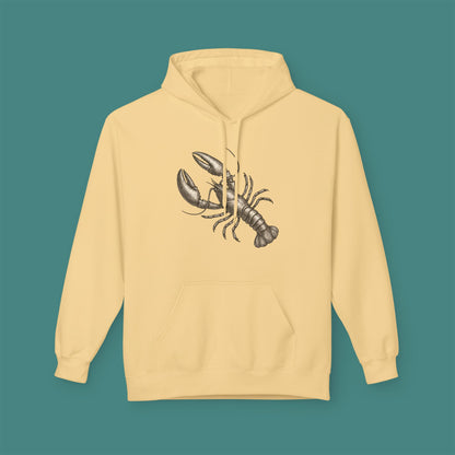 Vintage Etching Lobster Fleece Unisex Hoodie