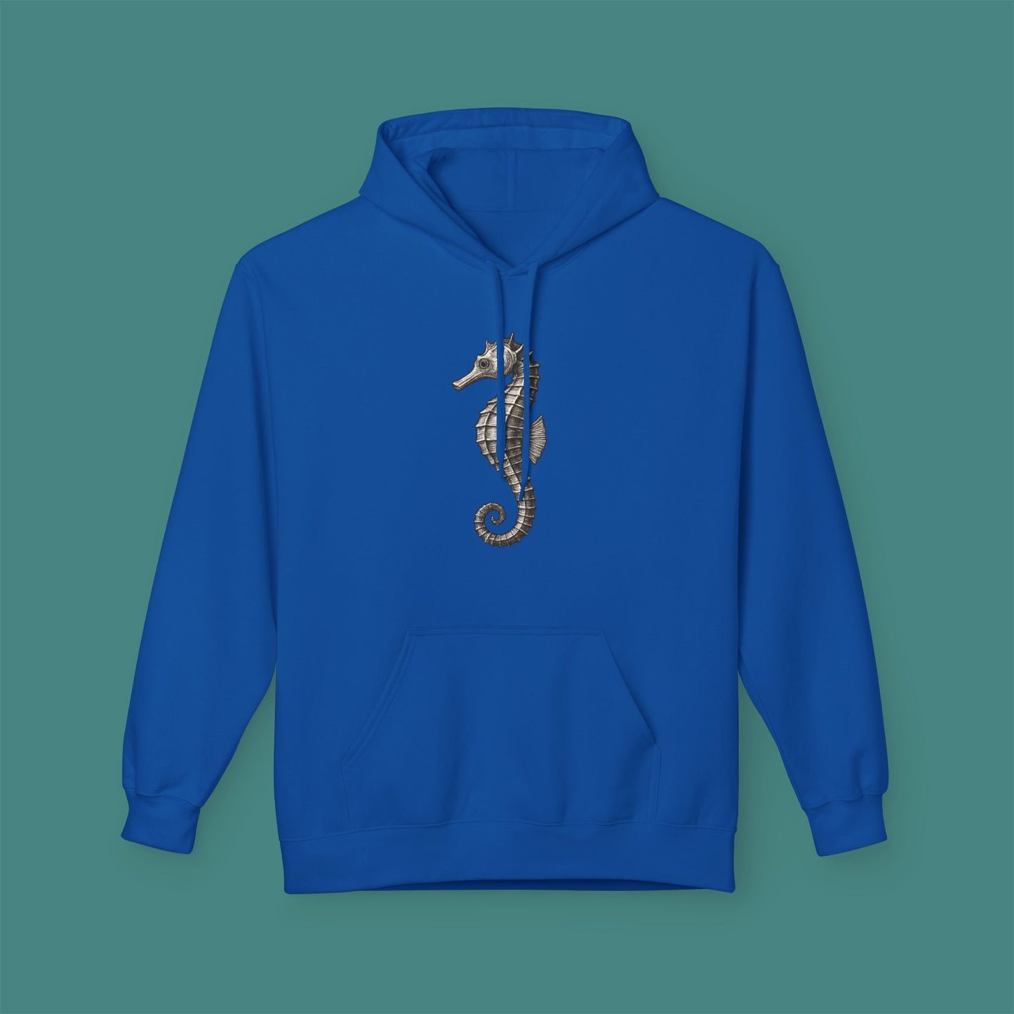 Vintage Etching Seahorse Fleece Unisex Hoodie